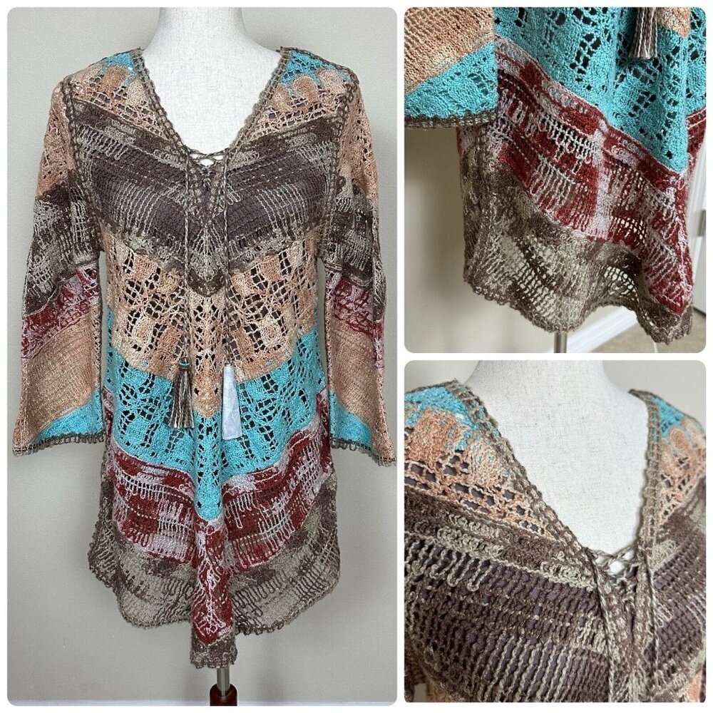 $120 NWT Soft Surroundings Crochet Tunic Size Petite Small PS Cottagecore Boho